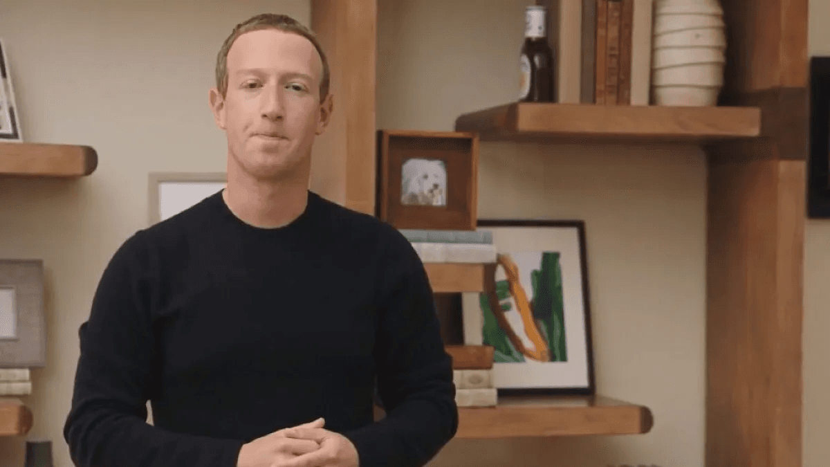 Still from the October 2021 rebrand video: the founder speaking in front of a bookshelf with a Sweet Baby Ray's bottle on the top shelf